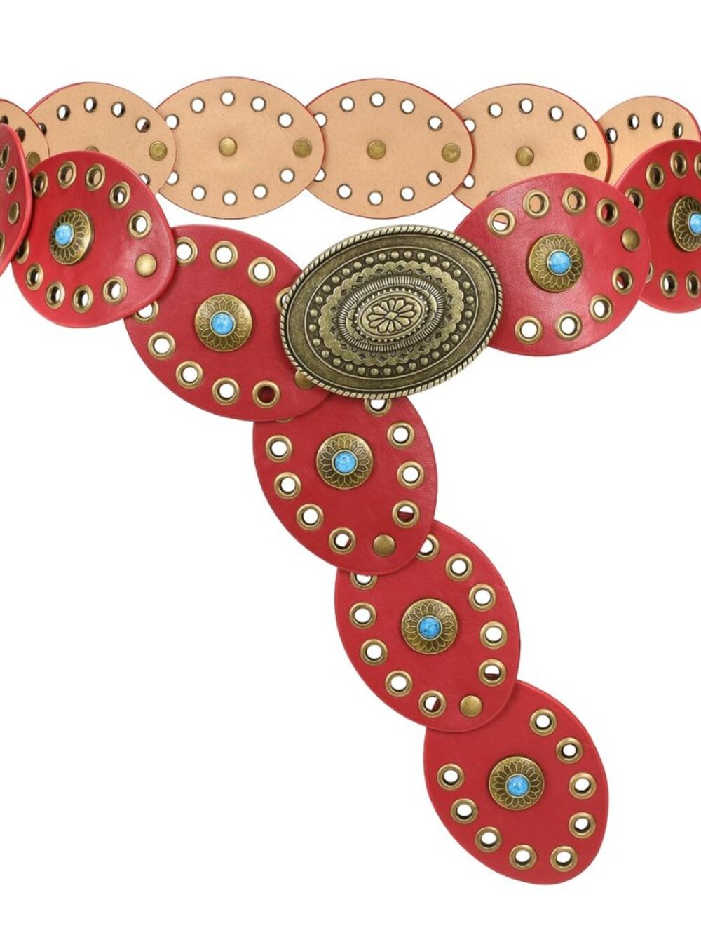 Western Belts for Women Wide Cowgirl Disc Belt with Turquoise Boho Concho